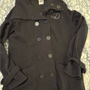 Women's Harley Davidson Black Double-Breasted Coat